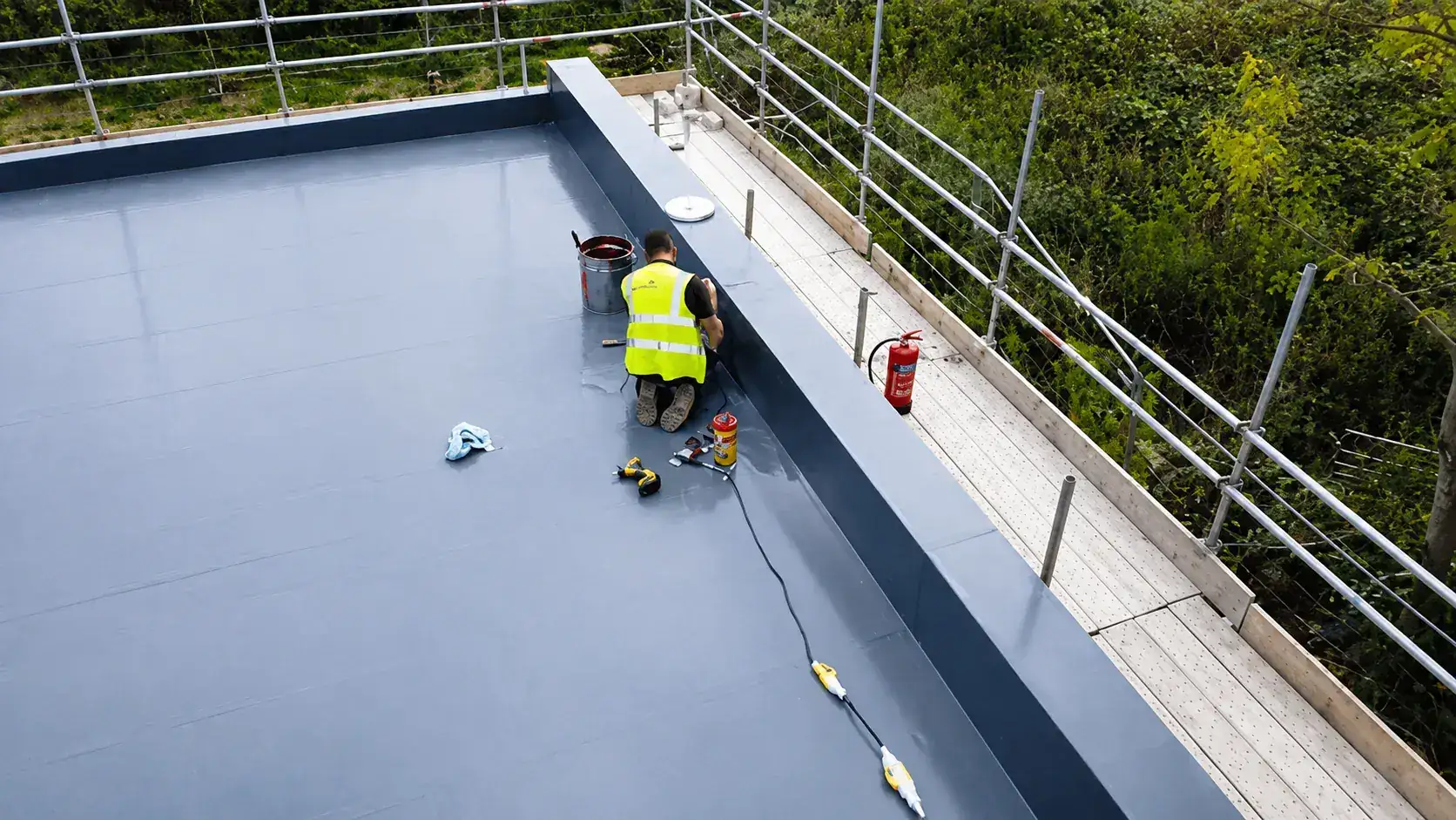 Felt flat roof installation