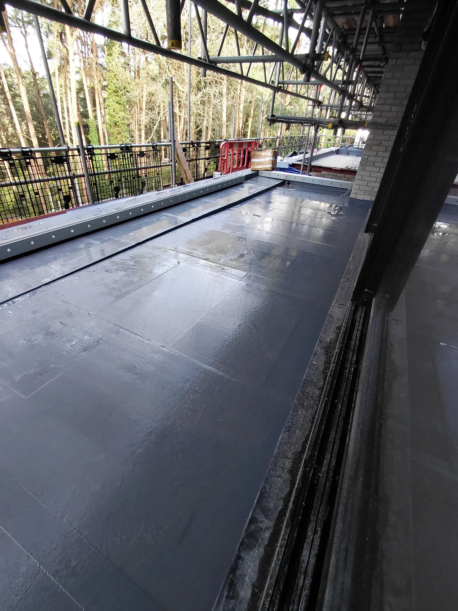 Completed single ply membrane flat roof
