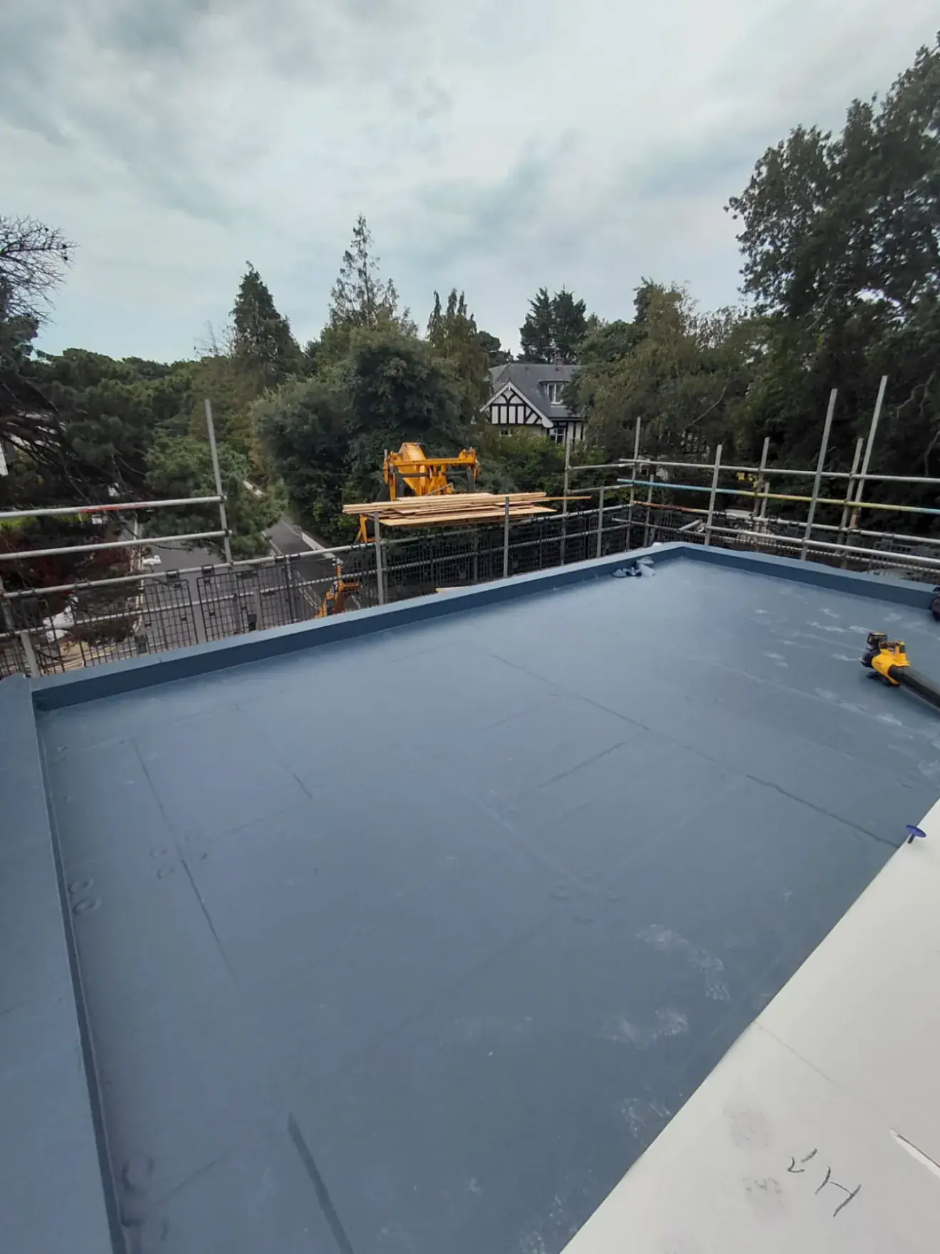 Completed single ply flat roof