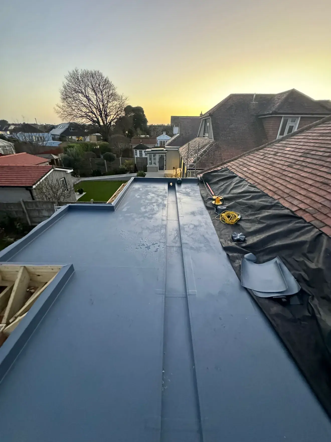 Finished single ply flat roof